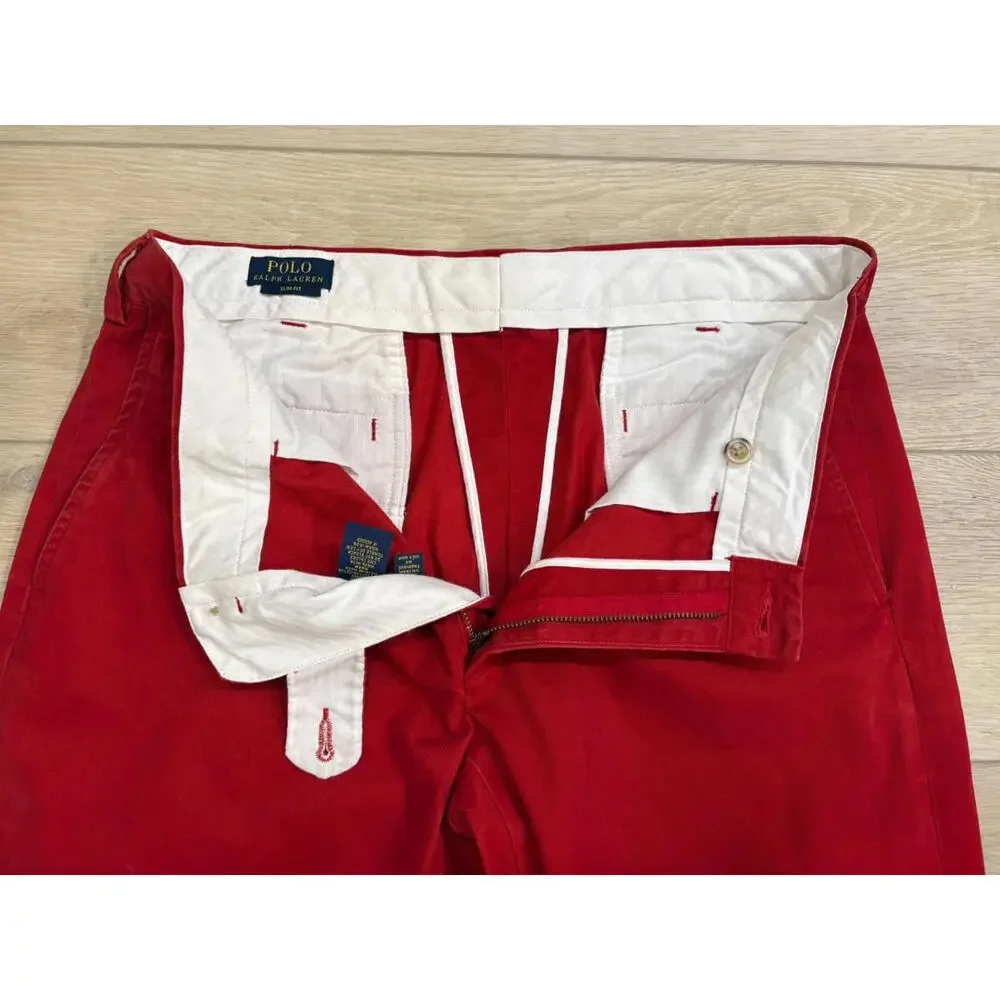 Polo Ralph Lauren Mens 34/34 Slim Fit Chino Pants Red - Picture 6 of 8